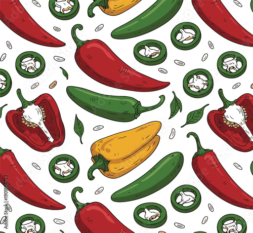 chili pepper vector set illustration on white background, chili pepper icon set.peppers slice on transparent background.