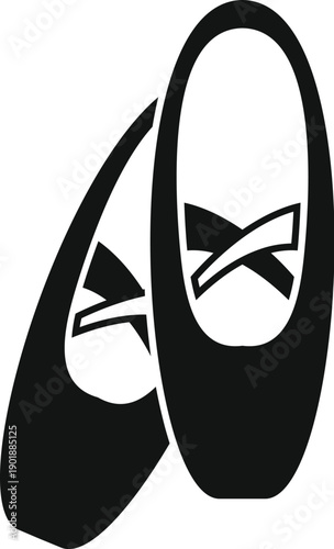 Pointe shoes outline symbolizing ballet, performance, and dancer's grace