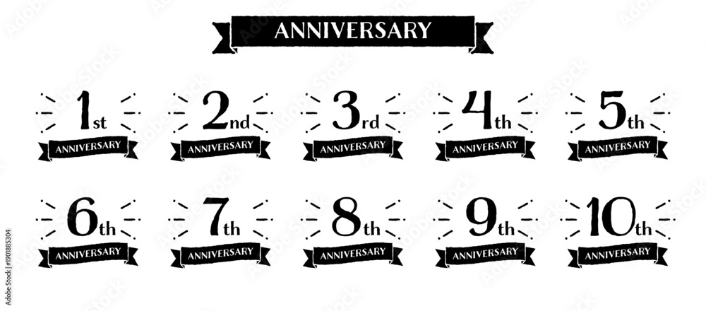 Obraz premium 手書き風 周年アイコン セット ベクター