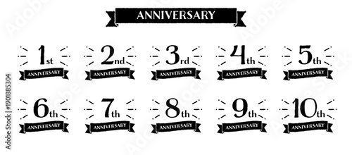 手書き風　周年アイコン　セット　ベクター