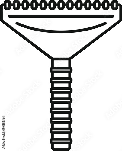 Ice scraper for winter car cleaning, an outline icon on a white background