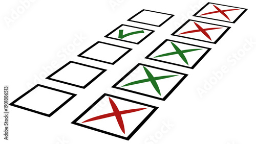 Checklist with green checkmark and red crosses illustration