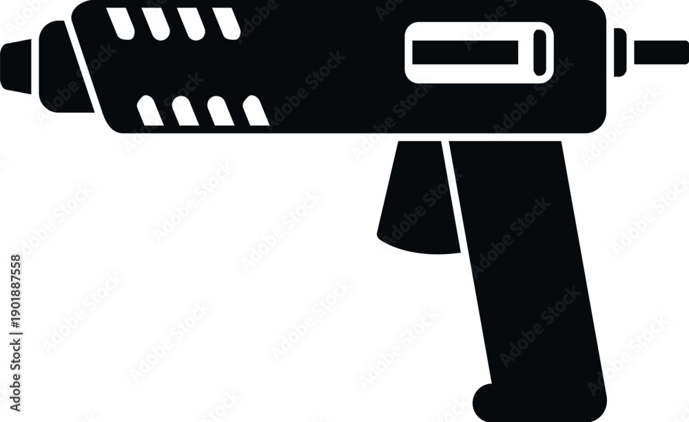 Obraz premium Black silhouette icon of a hot glue gun, a common tool for diy and crafting