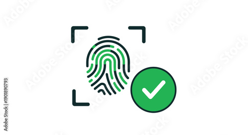 A green fingerprint scan with a checkmark indicating successful verification.