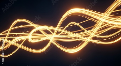 Wallpaper Mural Abstract golden light trails on a dark background create a dynamic and modern effect. Torontodigital.ca