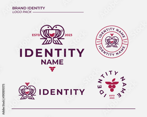 Minimalist Nature Drink Logo - Two Birds Forming a Fruit Juice Glass Icon