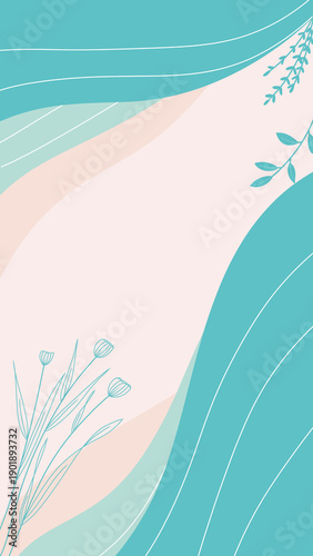 Beige and blue natural flower wallpaper background 
