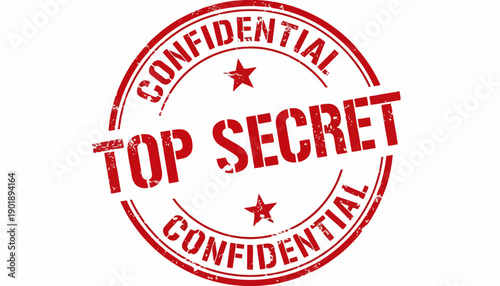 A close-up view of a confidential top secret stamp on a document