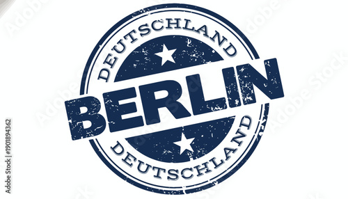 Travelers visiting Berlin landmark with Deutschland stamp