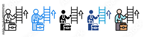 Career path icon set multiple style collection