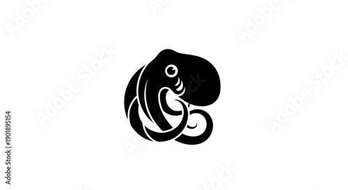 Black octopus silhouette on white