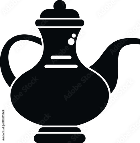 Traditional arabic coffee pot, a dallah icon, representing culture and hospitality