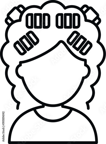 Woman getting her hair styled with curlers at a beauty salon