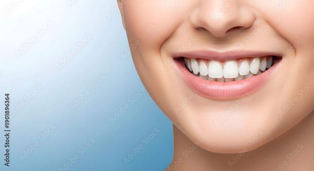 Obraz premium Close up of beautiful woman smiling with white teeth and perfect skin