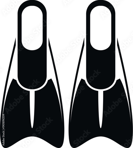 Two black flippers representing diving and snorkeling equipment