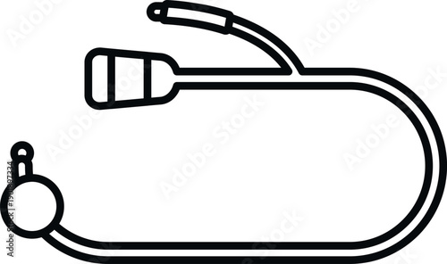 Line art icon illustrating a modern headset with an attached microphone