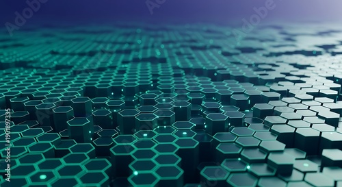 Wallpaper Mural Abstract Hexagonal Grid - A Modern Technological Landscape. Torontodigital.ca