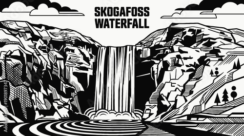 Skogafoss Waterfall Landscape Scenic Nature Travel Tourism Landmark Destination Geography Outdoor Adventure Natural Wonder Iceland Nordic Europe River Cliff Cascade Attraction