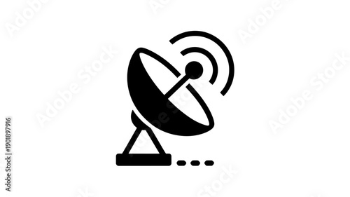 Satellite Dish Icon: A minimalist icon of a satellite dish, poised to receive and transmit signals, symbolizing modern communication and technology.