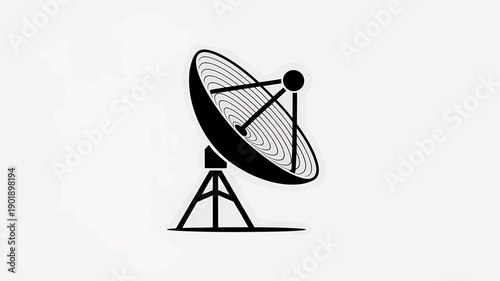 Communication Dish Silhouette: A sleek, black silhouette of a satellite dish, poised to receive and transmit signals from the cosmos, a symbol of communication, technology, and global connection.