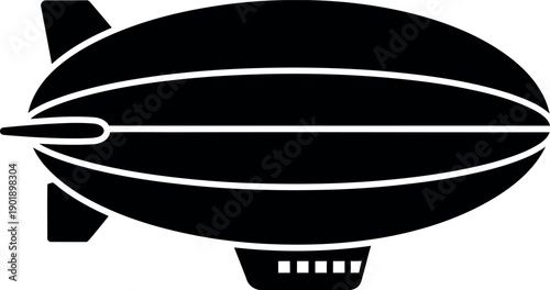 Blimp airship silhouette icon for aviation and advertising concept