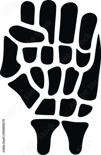 Skeleton hand forming a raised fist symbolizing protest, power, and defiance