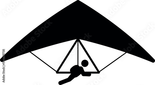 Hang Gliding Silhouette Icon