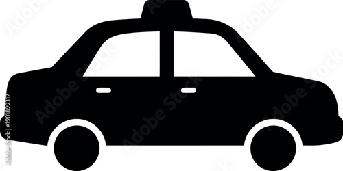 Taxi car silhouette icon for urban transportation and city cab service