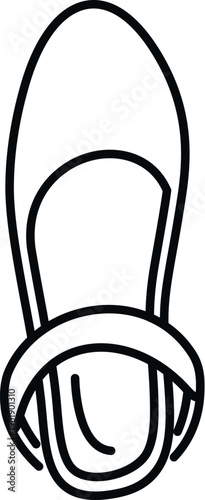 Simple line art drawing of a single sandal from a top view perspective