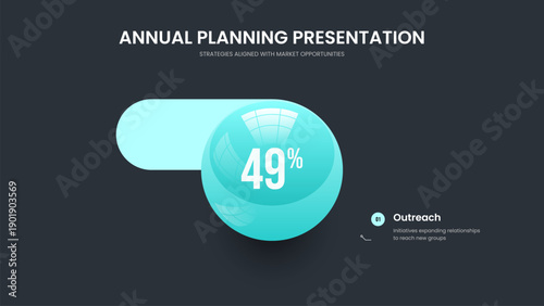 Sales Solution 1 Element Diagram Presentation Design. Professional Visualization One Option Graph Slide Layout. Simple Introduction Frame Template Vector Illustration.