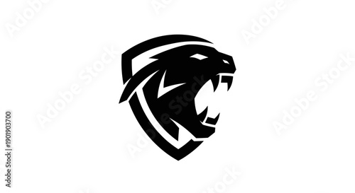 Black panther shield emblem on white background