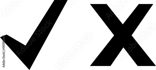 Check marks checkbox, checklist doodle set. Vote, yes, no, tick, cross signs. Hand drawn doodle sketch style