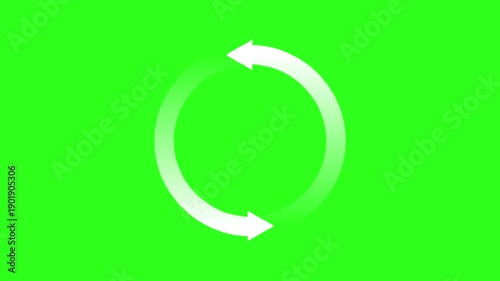 White Circular Arrow Rotating on Bright Green Background Animation
