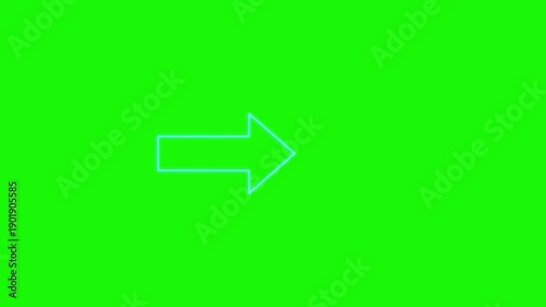 Blue Arrow Moves Right on Bright Green Background Animation