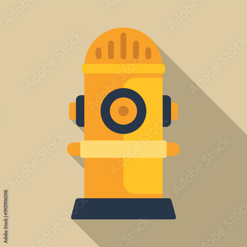Yellow fire hydrant icon with long shadow representing fire protection and public service