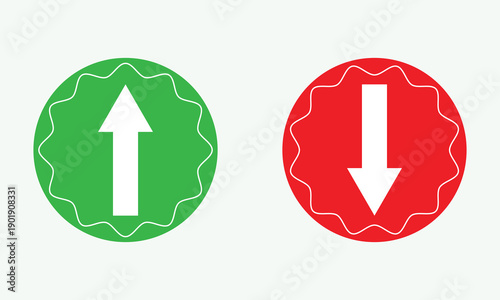 Web blue arrow up and green down arrow sign. flat style design. up and down arrows icon vector, filled flat sign, solid pictogram isolated on white. exchange symbol. vector illustration. EPS 10 .
