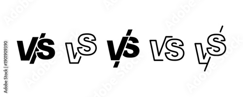 Set of 'vs' icons in bold and outlined styles, signifying competition, versus battles, and challenges, used in sports, gaming, and debate graphics.