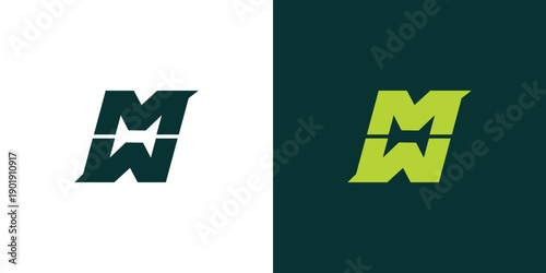 strong and bold letter MW initials logo design