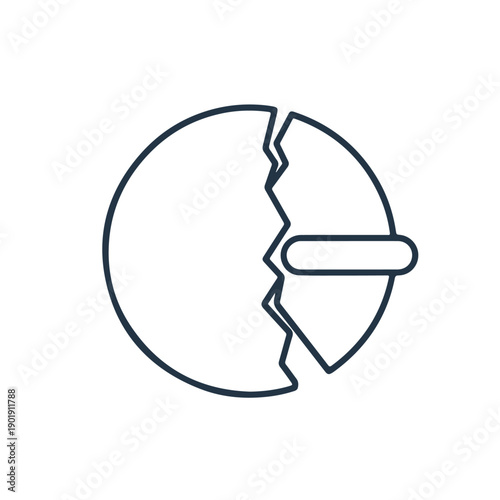 A broken circle with a horizontal line through it