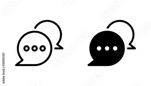 Speech bubble with three dots inside symbolizing typing thinking and ongoing conversation message notification loading indicator modern vector icon