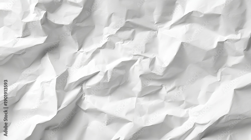 Obraz premium Blank white crumpled paper poster texture background, wrinkled paper wall mockup template with copy space