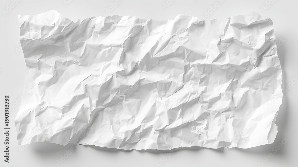 Obraz premium Blank white crumpled paper poster texture background, wrinkled paper wall mockup template with copy space