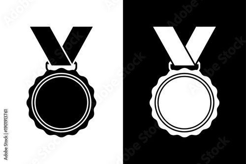 Trendy Rosette Badge Icon Collection. Certificate Ribbon Medal Achievement Vector Illustration