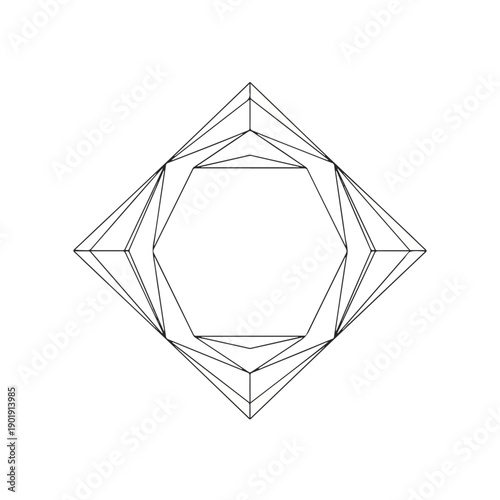 Geometric polyhedron wireframe model