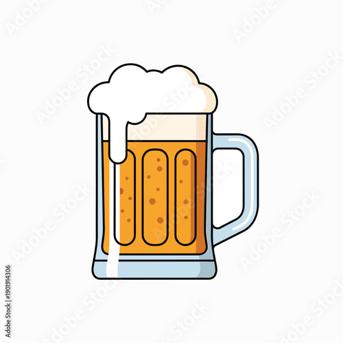 Beer Mug with Foamy Head Illustration.