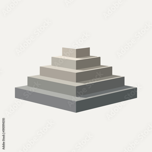 A graphic illustration of a stepped pyramid structure