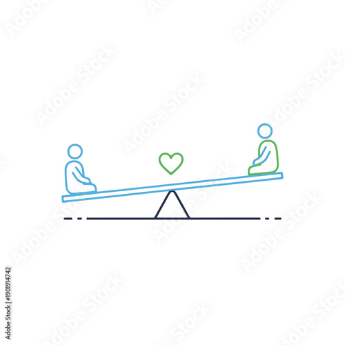A simple seesaw with two people and a heart