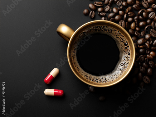 Coffee and Prescription Medication Interaction Concept Showing Health and Drug Safety Risk
