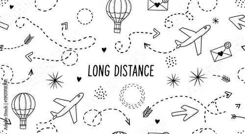 Long Distance Connections with Planes and Balloons in a Whimsical Illustration