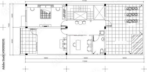 Vector sketch illustration of a silhouette image of a house construction plan design with a modern minimalist interior